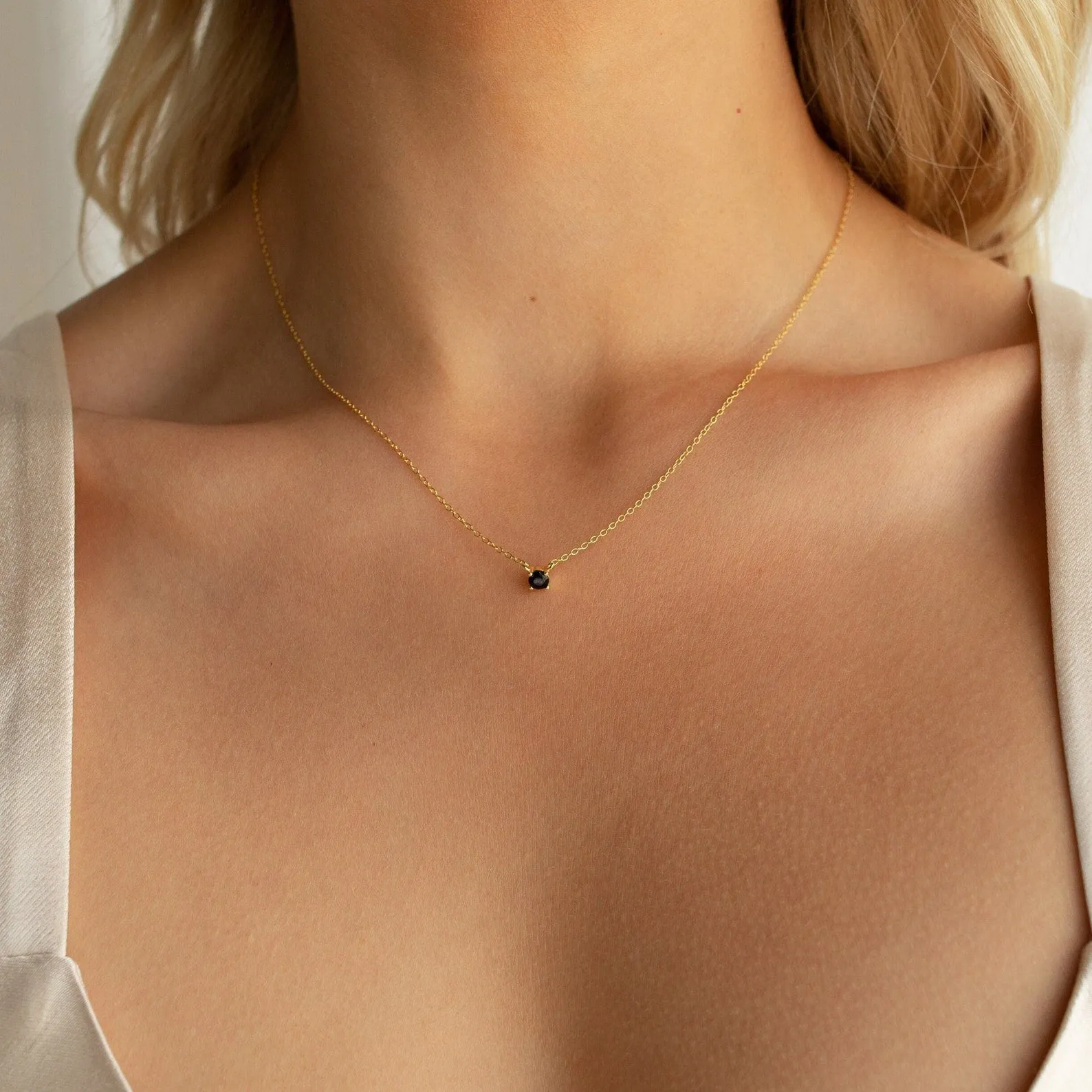 Onyx Dainty Diamond Necklace