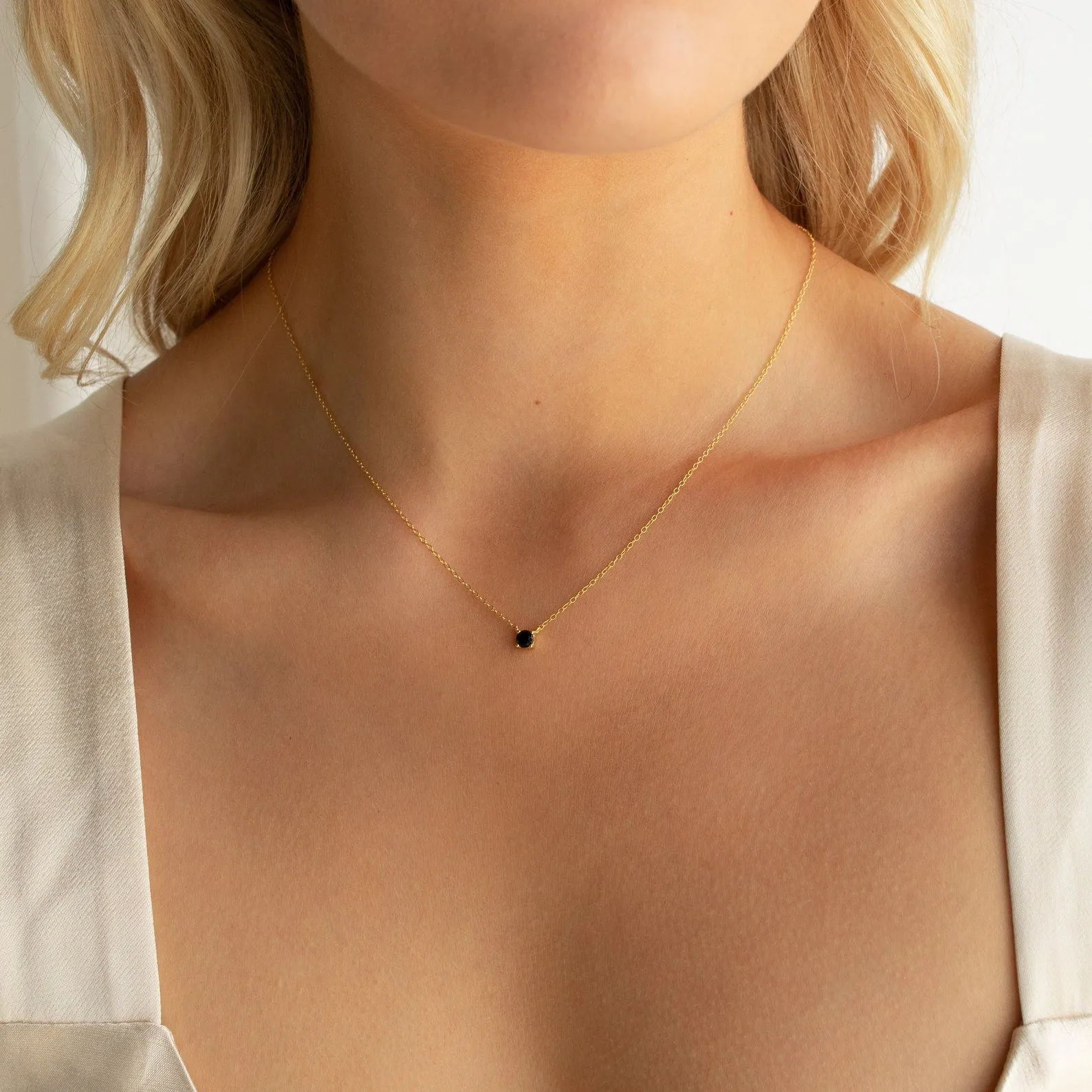 Onyx Dainty Diamond Necklace