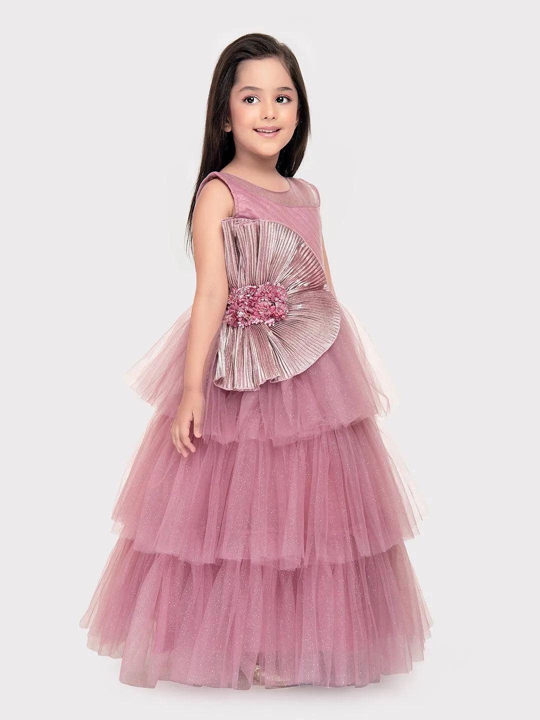 Orchid Coloured Imported Net Gown For Girls \ Birthday Ball Gown For Girls