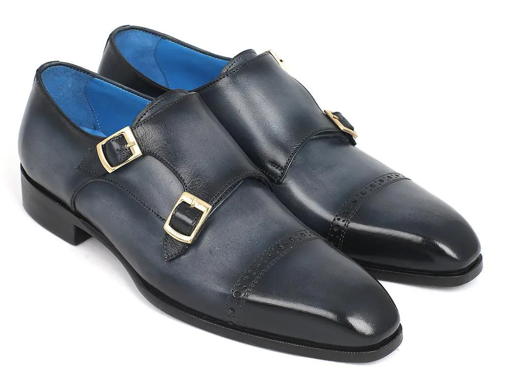 Paul Parkman Captoe Double Monkstraps Navy