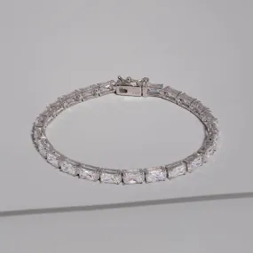 Pave 925 Sterling Silver Baguette Tennis Bracelet