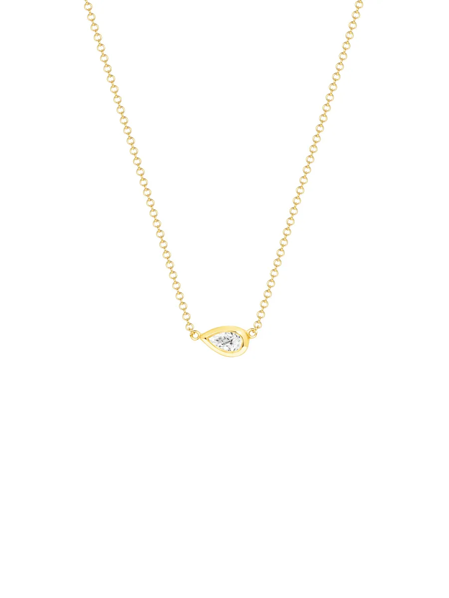 Pear Bezel Diamond Necklace 14K