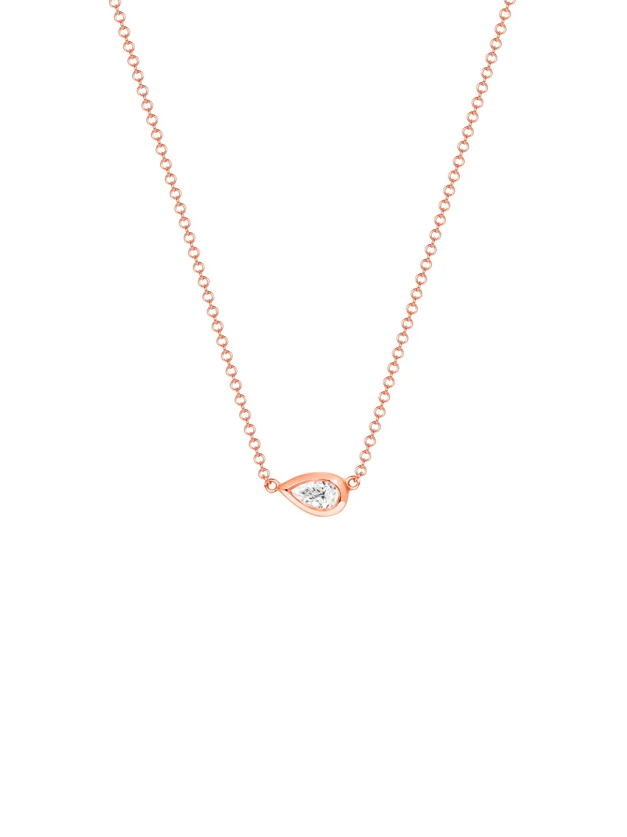 Pear Bezel Diamond Necklace 14K