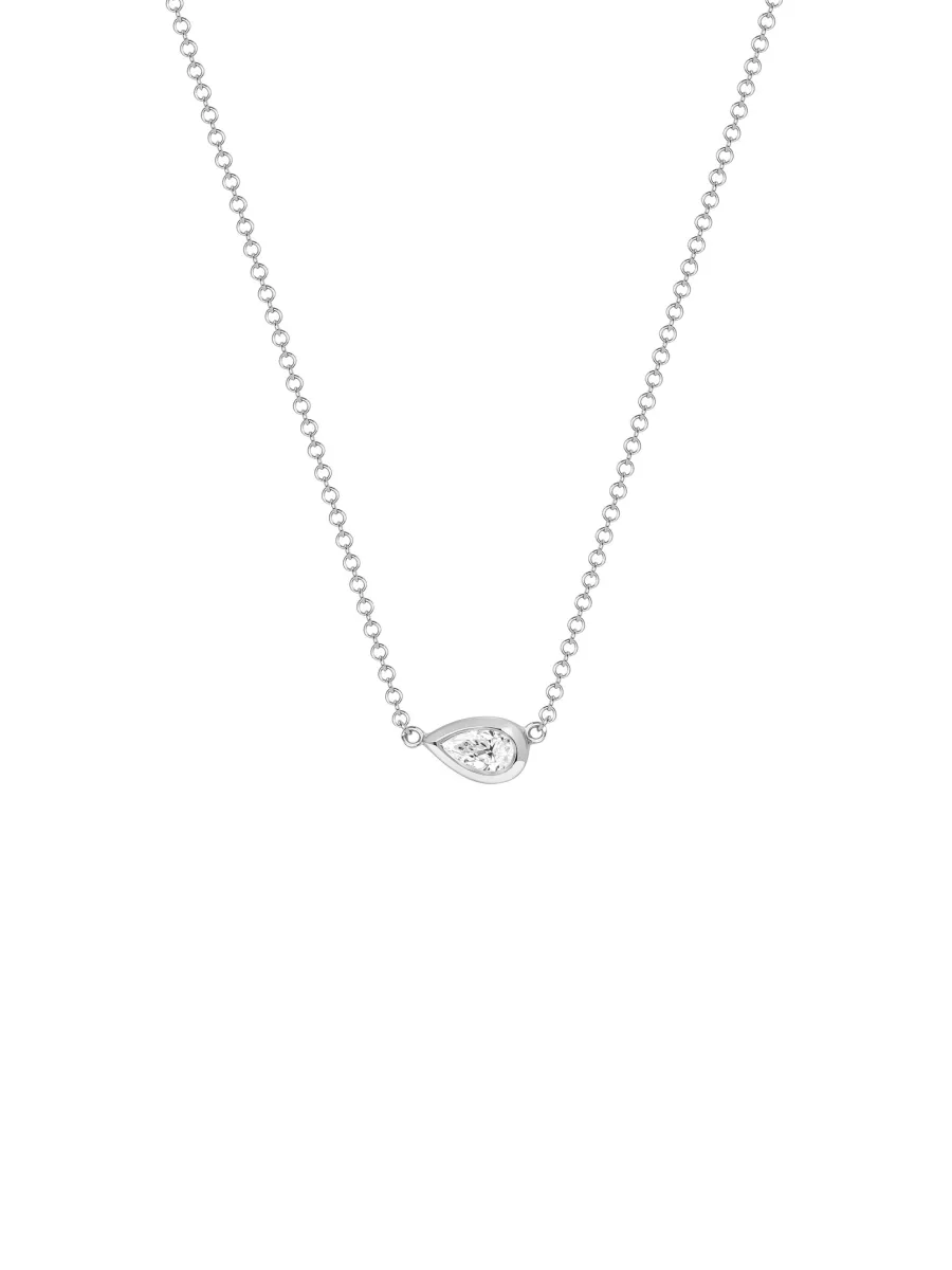 Pear Bezel Diamond Necklace 14K