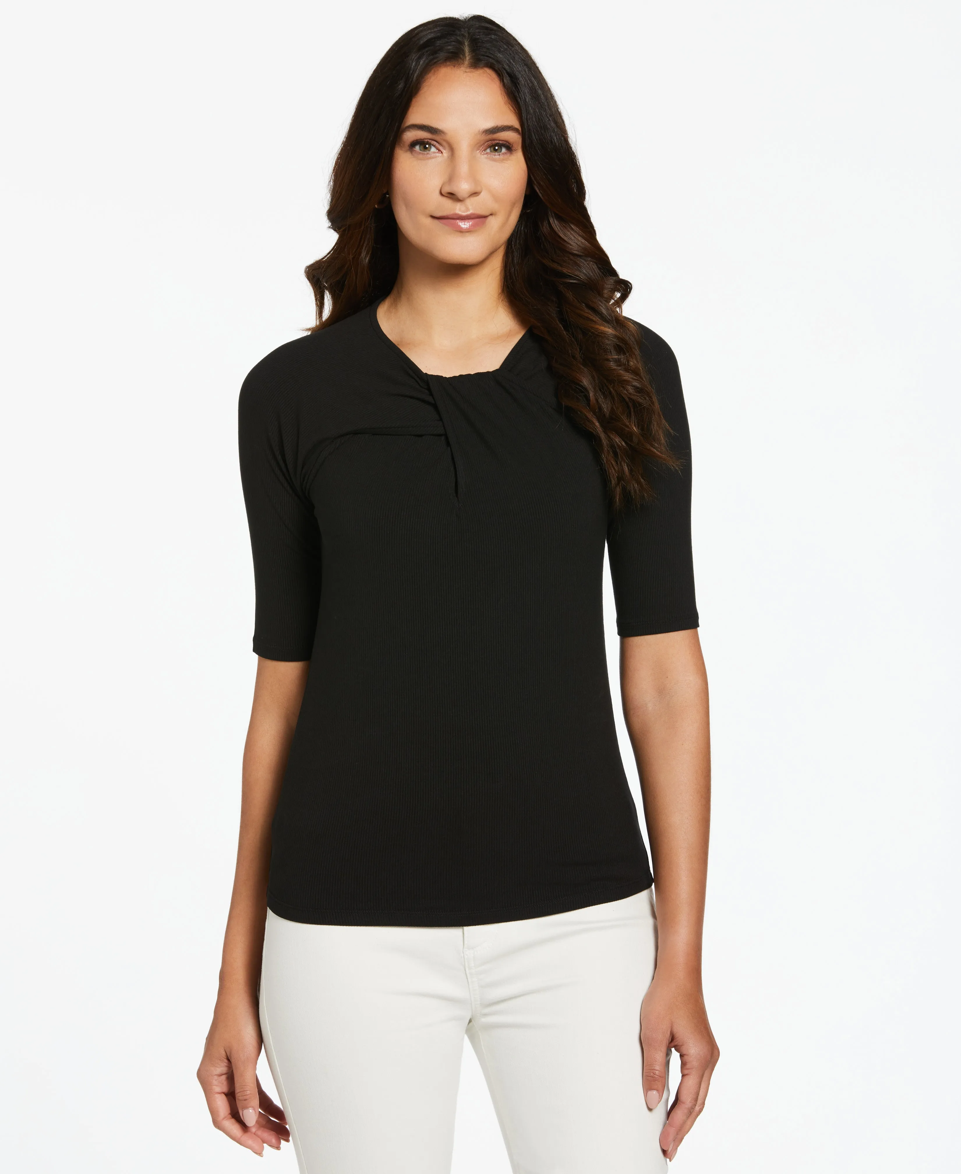 Petite Twist Neckline Cut Out Top