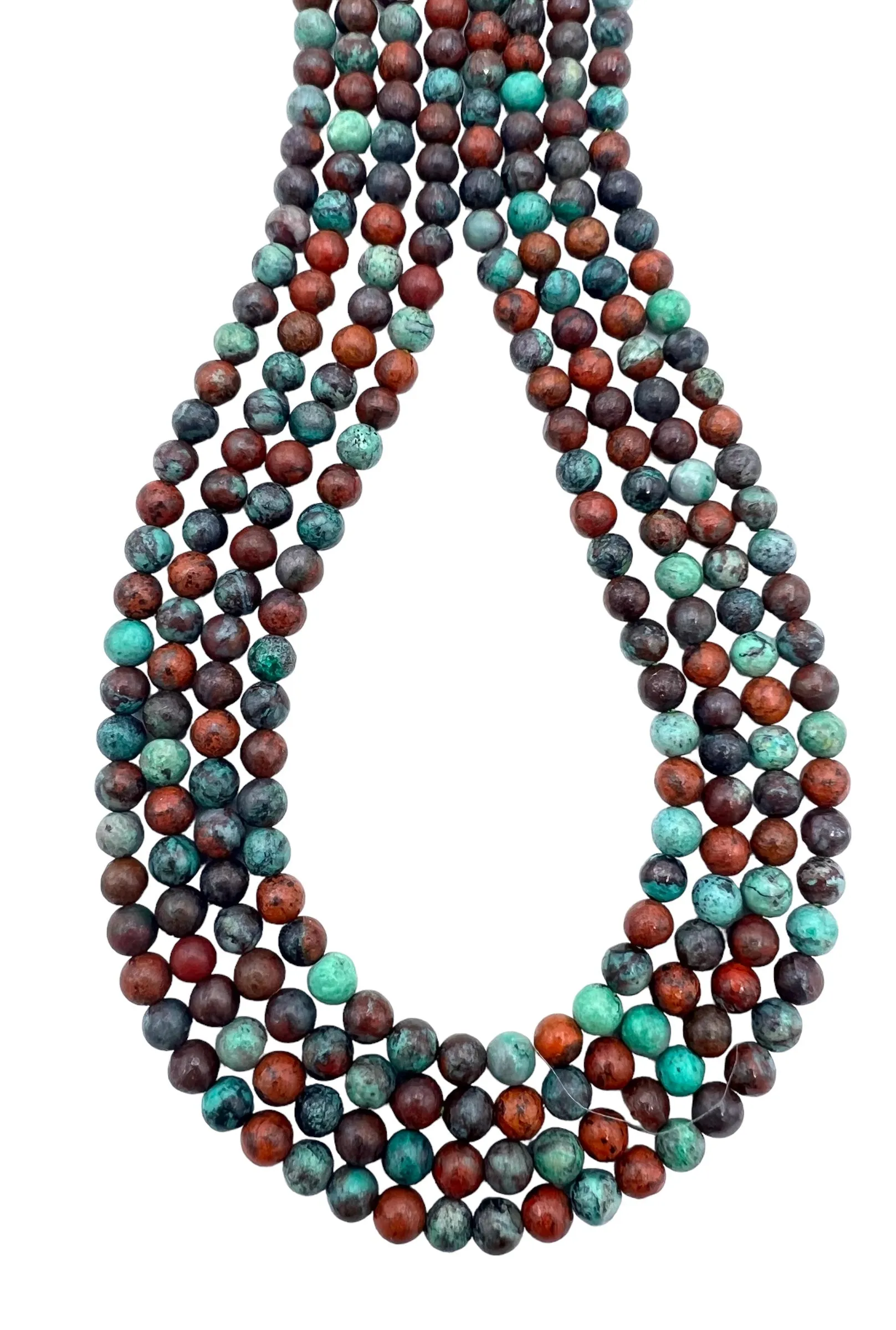 RARE Sonora Sunset Chrysocolla 4mm Round Beads,  8 inch strand