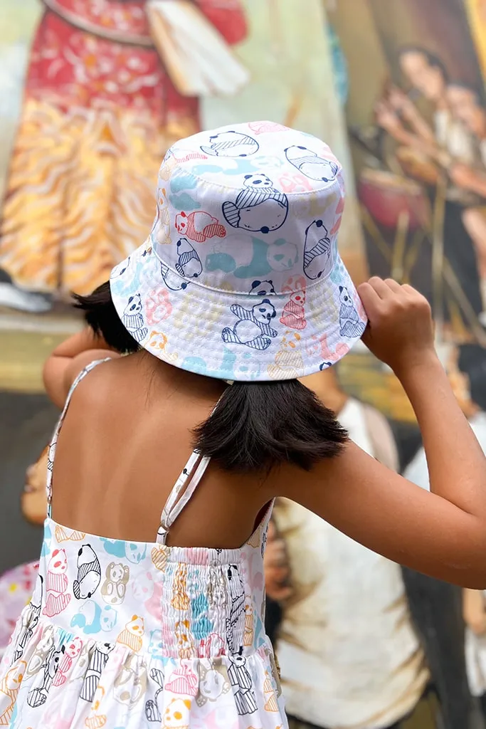 Reversible Bucket Hat (Kids) - Pastel Panda