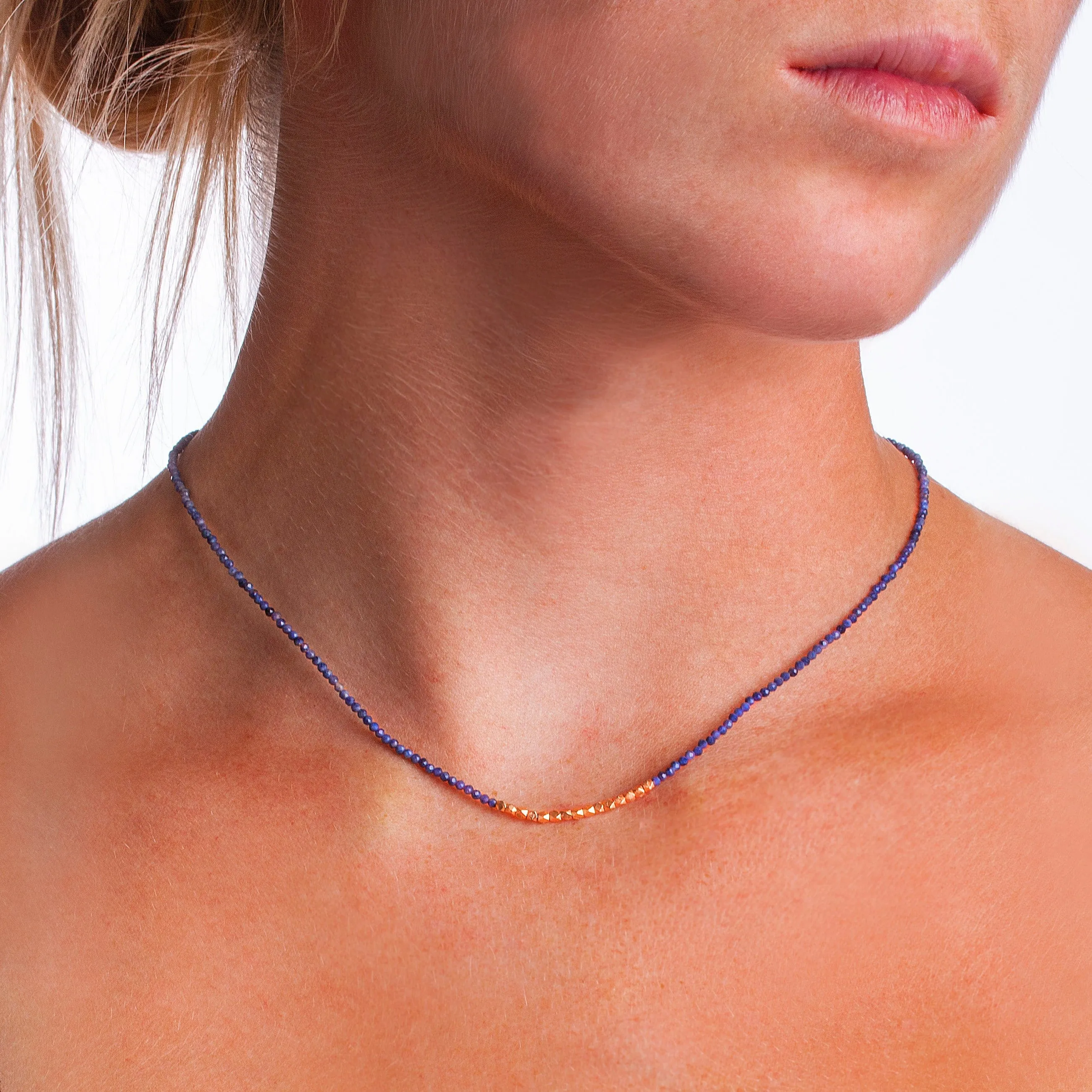 Sapphire & 14K Gold Beaded Necklace