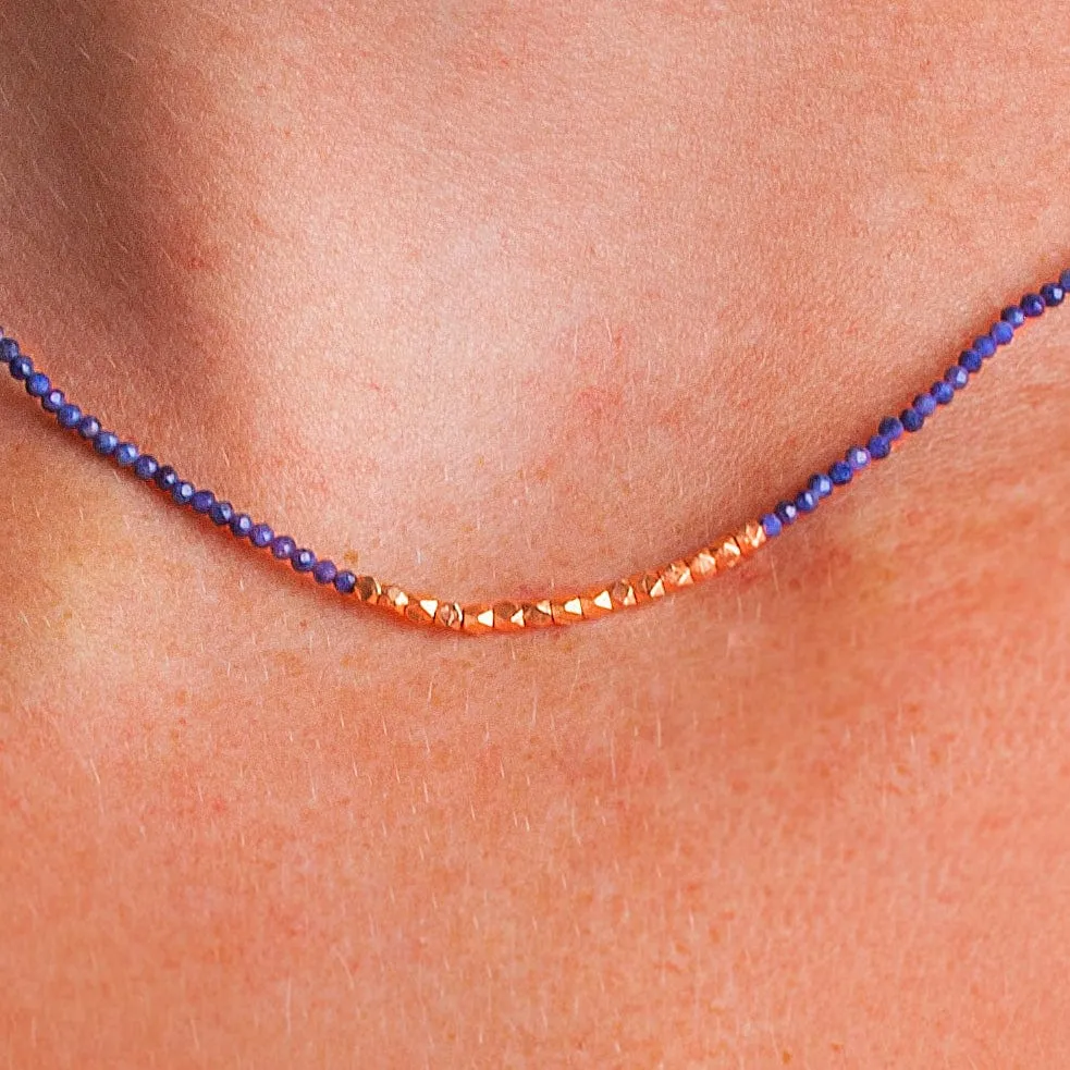 Sapphire & 14K Gold Beaded Necklace