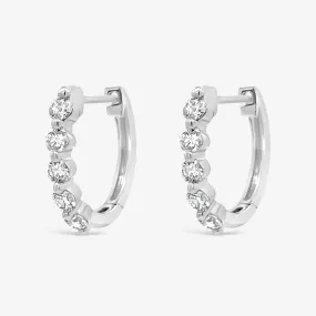 Shared Prong 0.55CT Diamond Huggie Earrings