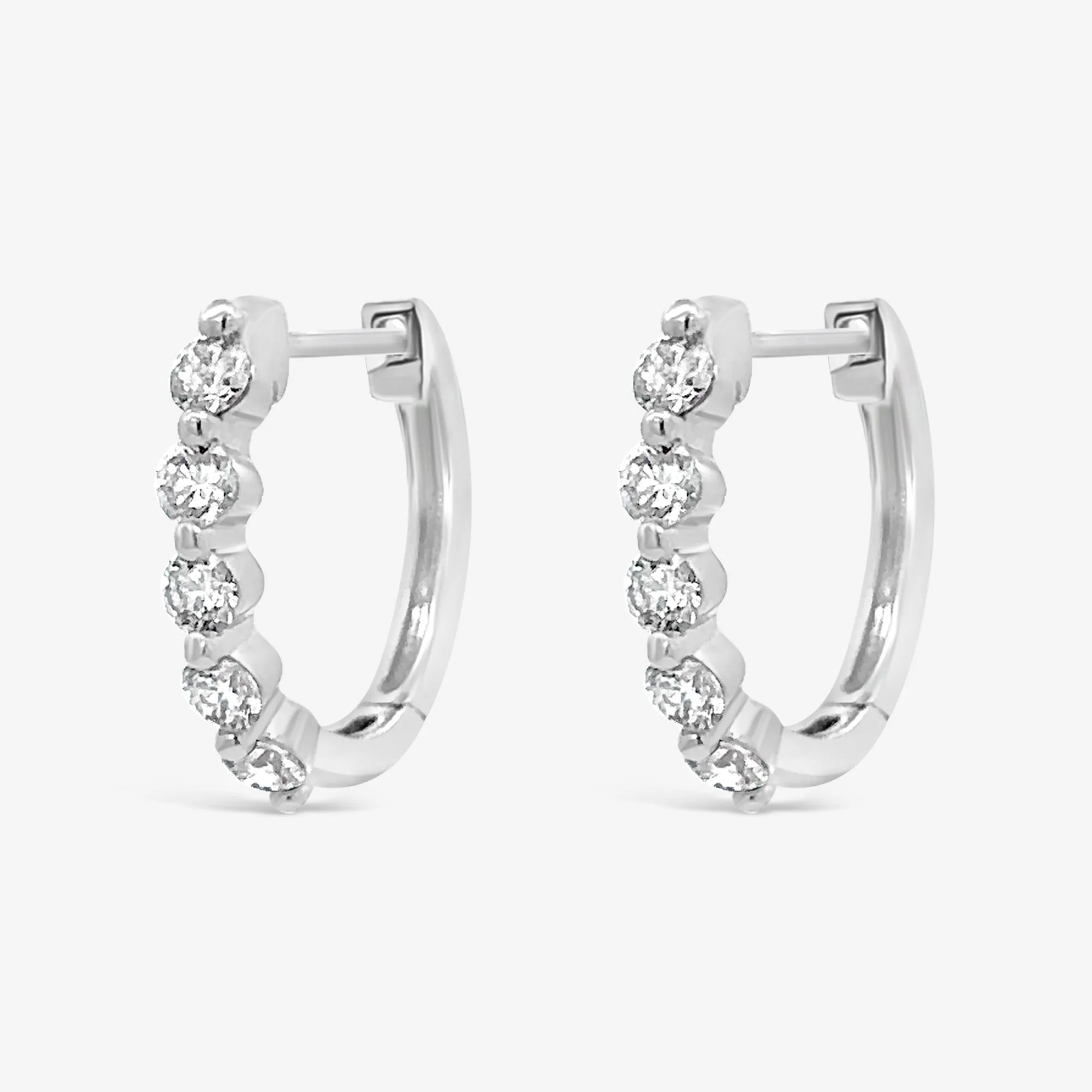 Shared Prong 0.55CT Diamond Huggie Earrings