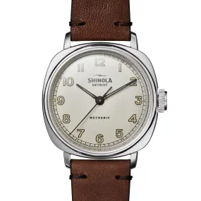 Shinola 39mm The Mechanic Watch White Dial & Steel Case S0120273244