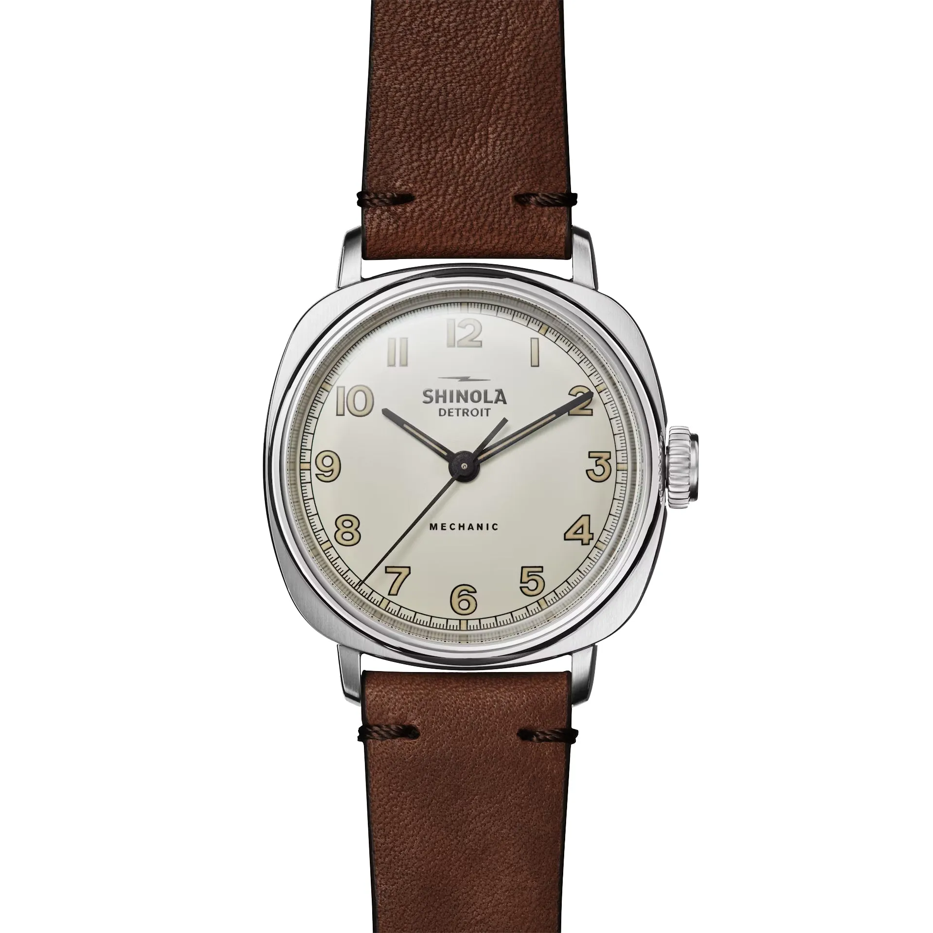 Shinola 39mm The Mechanic Watch White Dial & Steel Case S0120273244