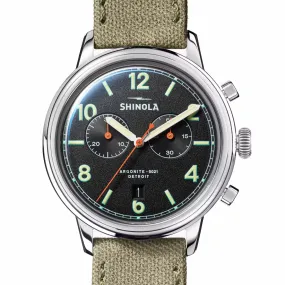 Shinola 42mm Traveler Black 2 Eye Chronograph Watch S0120245782