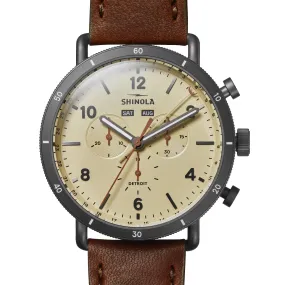 Shinola 45MM Canfield Sport Chronograph Gunmetal Gray Watch S0120283180