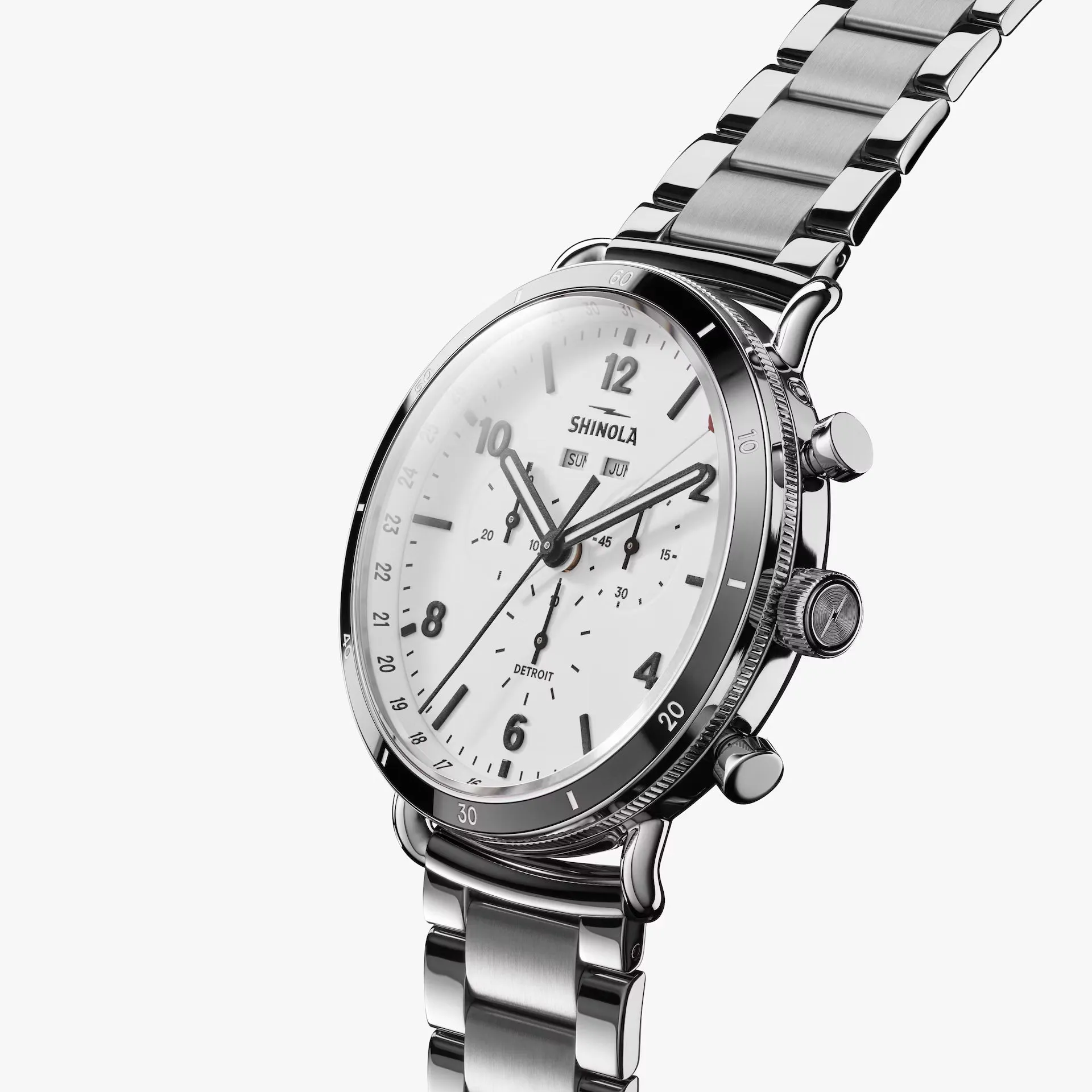 Shinola 45MM Canfield Sport Chronograph Steel White Watch S0120283783