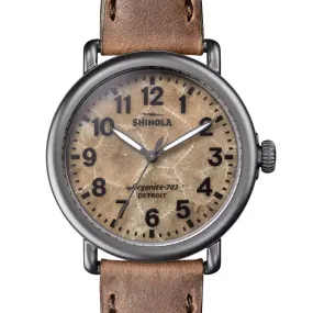 Shinola Runwell 41mm Petoskey Stone Dial British Tan Leather Detroit Watch S0120245779