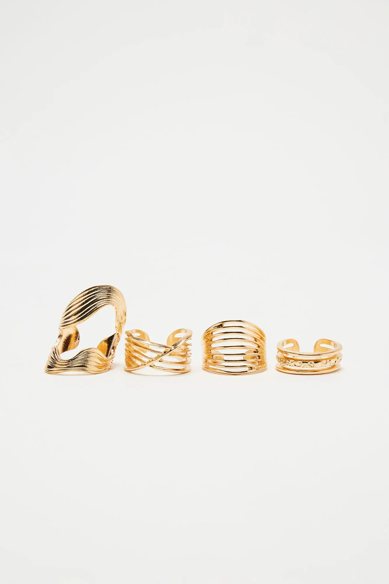 Up Inside My Mind 4 Piece Ring Set - Gold