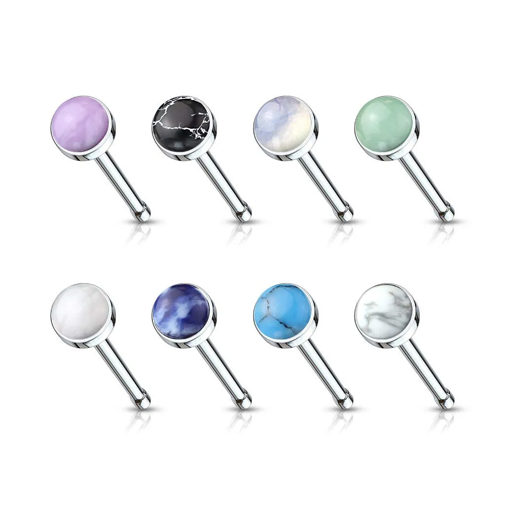 WILDKLASS 8 pcs Value Pack Semi Precious Stone Set 316L Surgical Steel Nose Bone Stud Rings